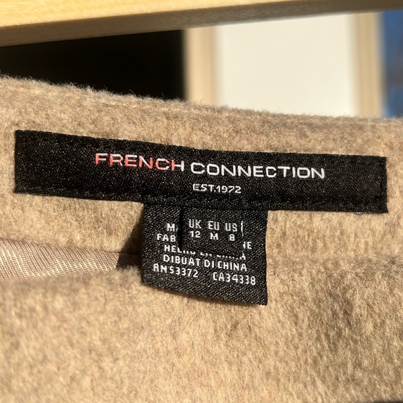🆕 French Connection Beige Wrap Mini Skirt Asymmetrical Wool-Blend Size M (8) - Picture 12 of 14